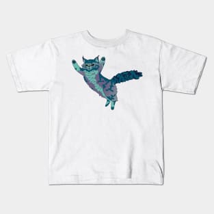 Purple Fluffy Jumping Cat Kids T-Shirt